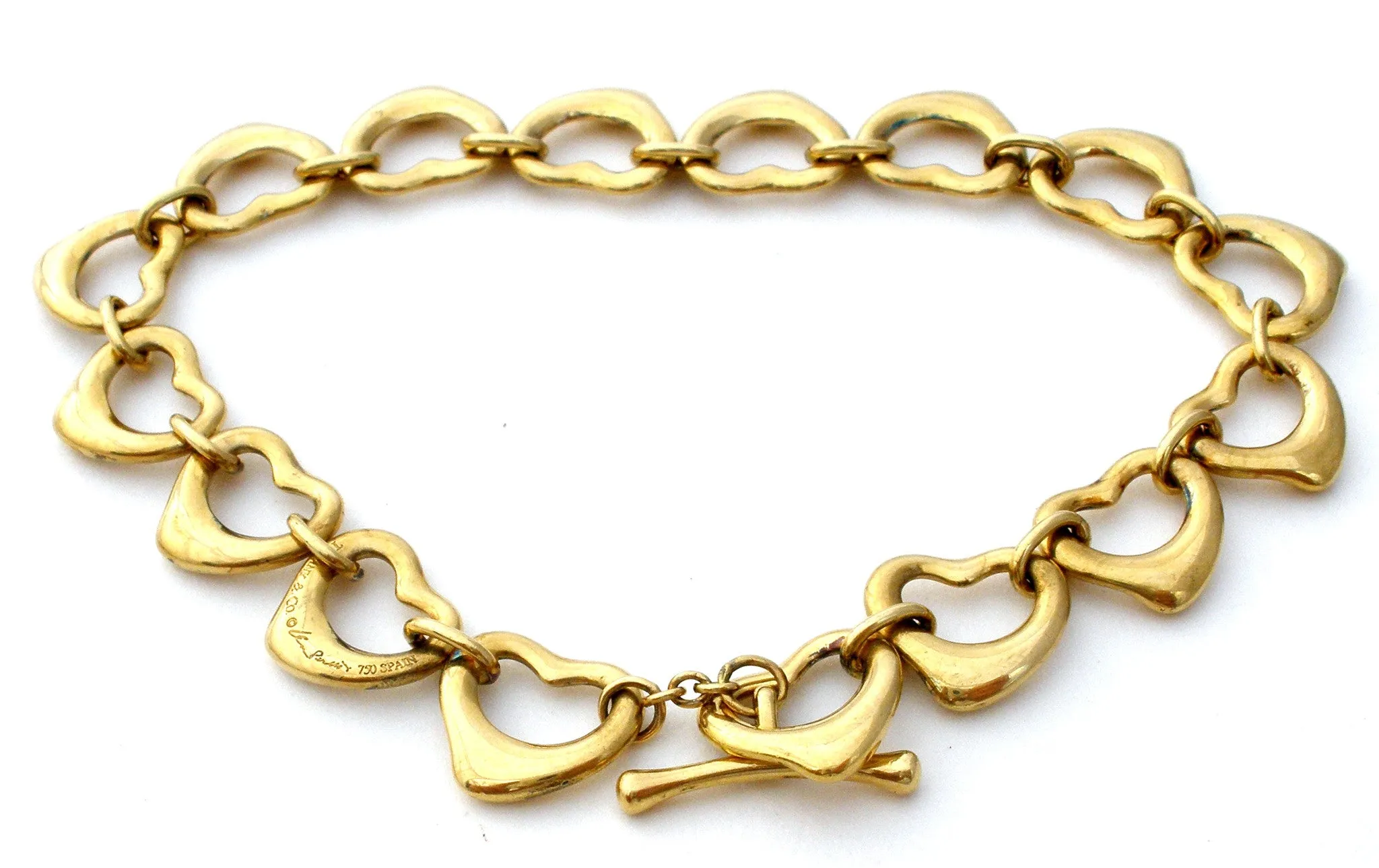 Tiffany & Co 18K Gold Open Heart Bracelet Peretti