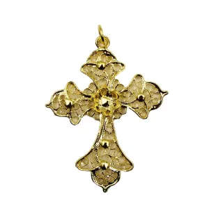 Traditional Portuguese Filigree Costume Cross Pendant