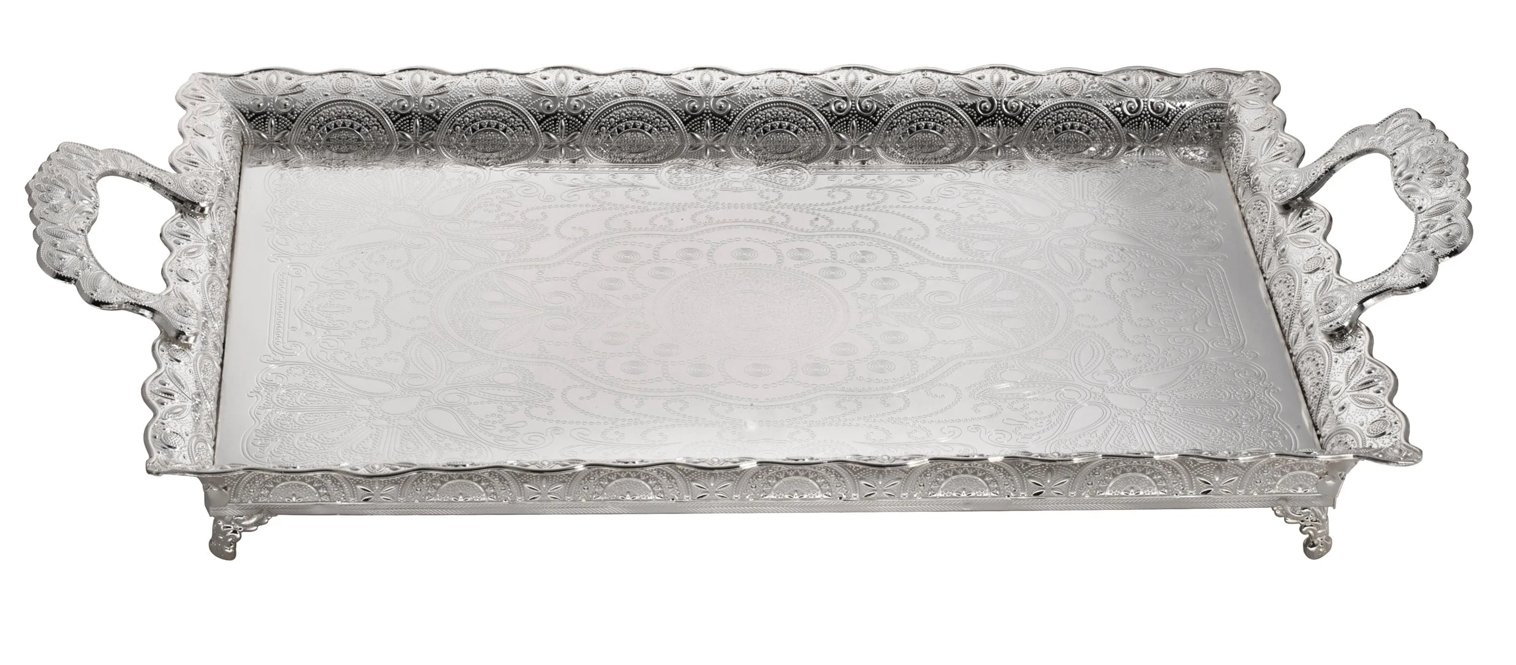 Tray For candles Filigree Silver Plated large 21.5x 16"