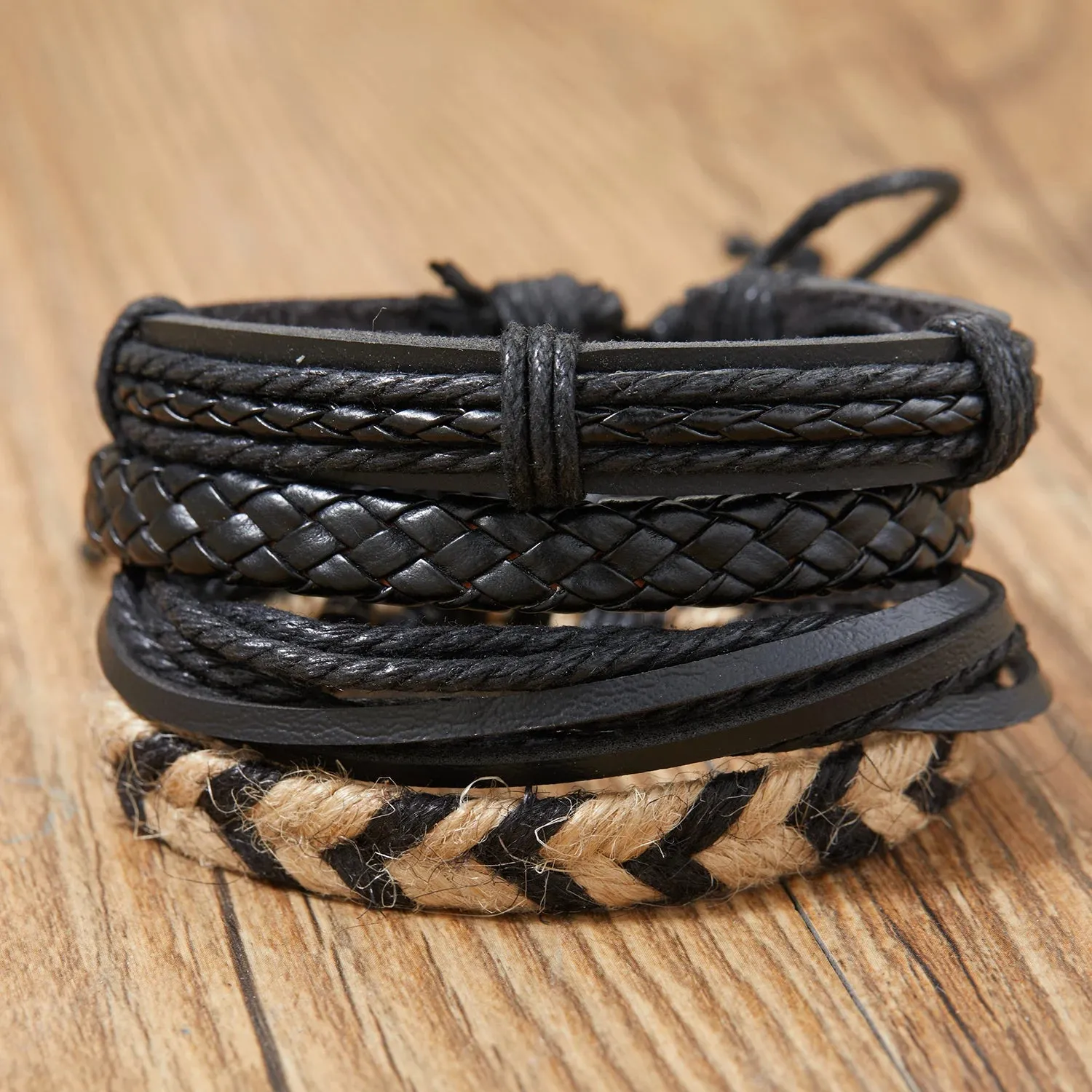 Vintage Multiple Layers Leather Bracelet Set For Women Men Leaf Feather Handmade Braided Wrap Charm Bracelet Jewelry Accessories