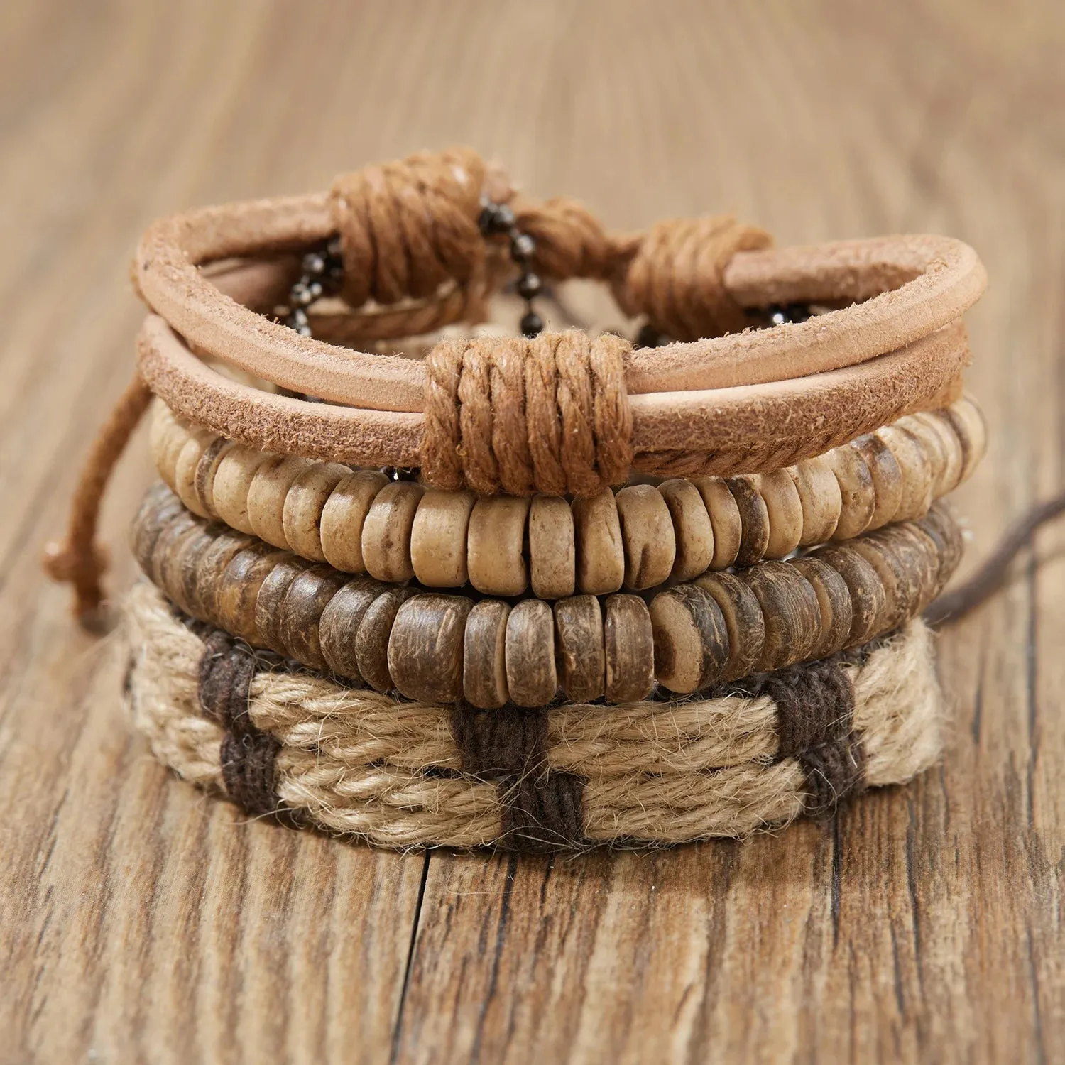 Vintage Multiple Layers Leather Bracelet Set For Women Men Leaf Feather Handmade Braided Wrap Charm Bracelet Jewelry Accessories