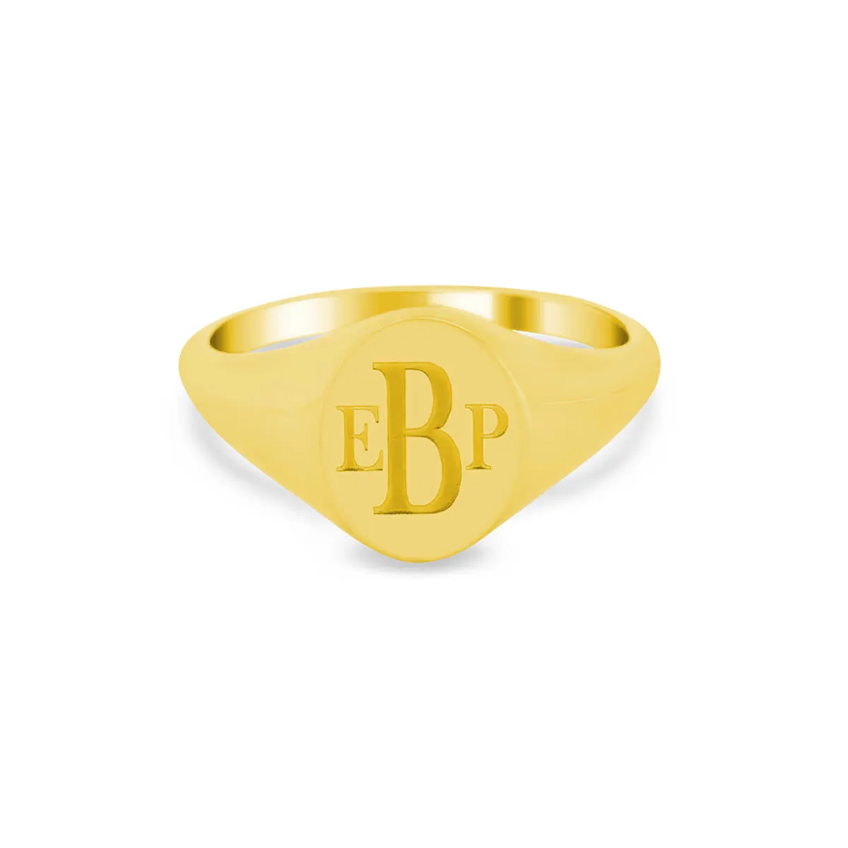 Women's Oval Signet Ring - Extra Small - Laser Engraved Roman Monogram