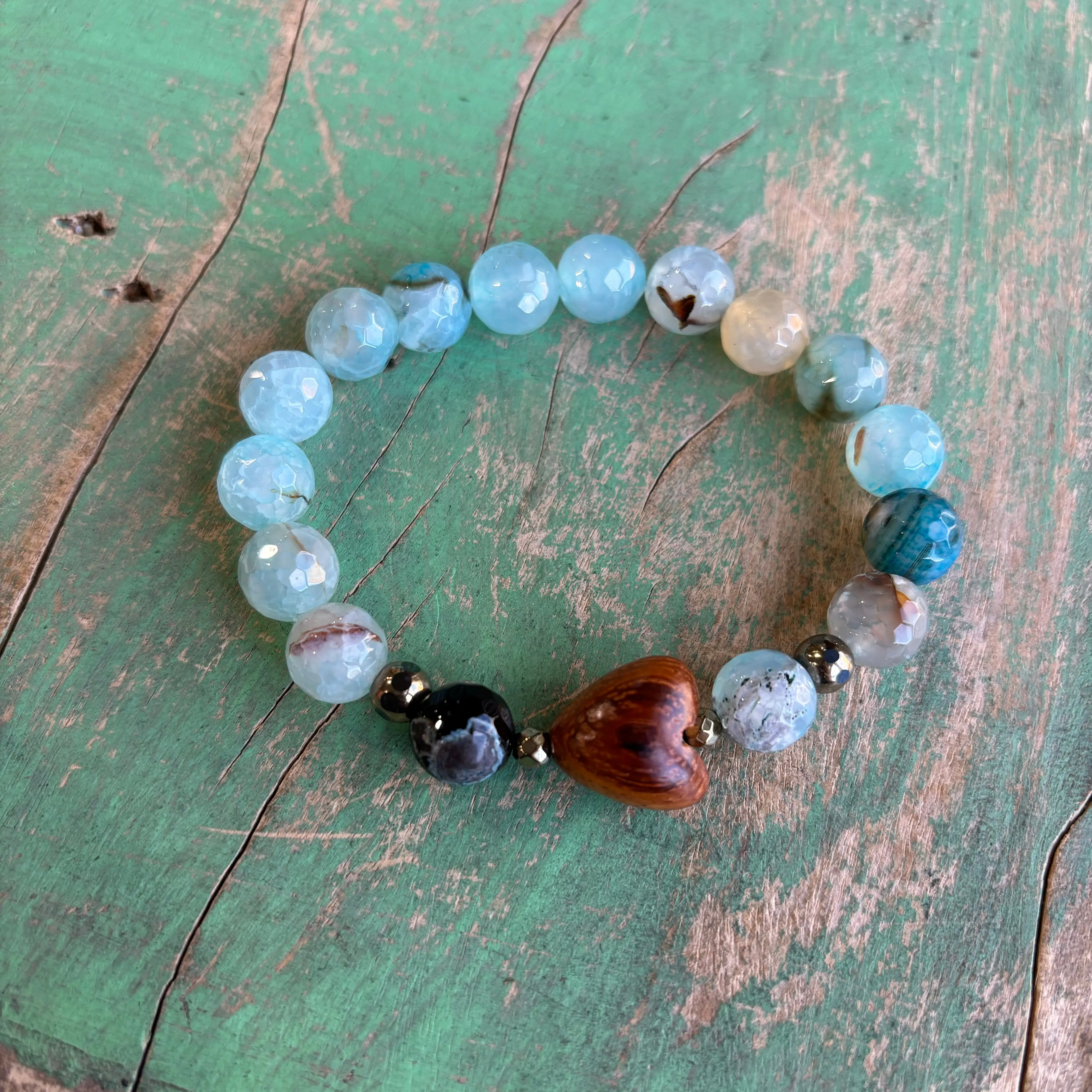 Wooden Heart Agate Faith Bracelet