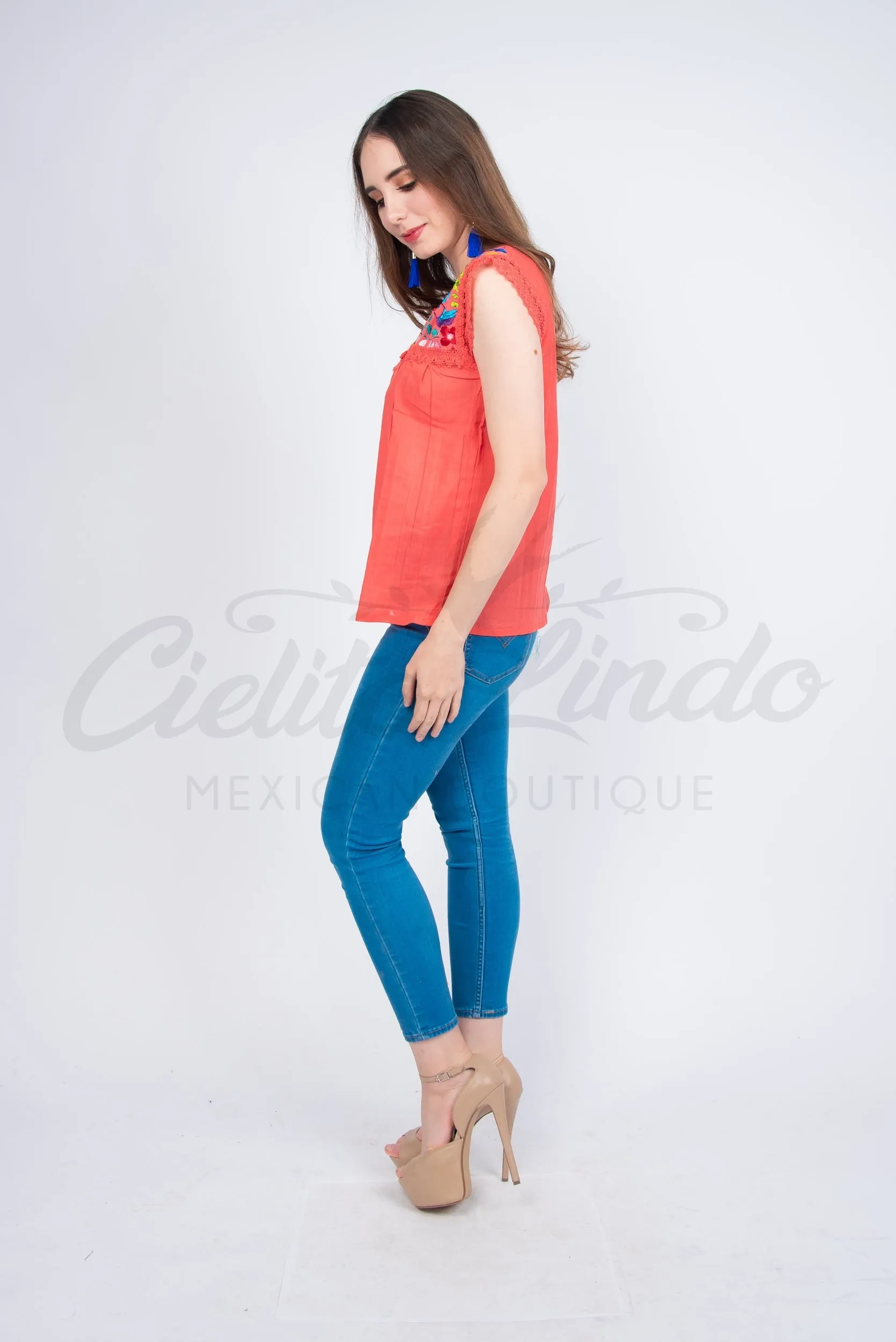 Yaritza Mexican Blouse Coral