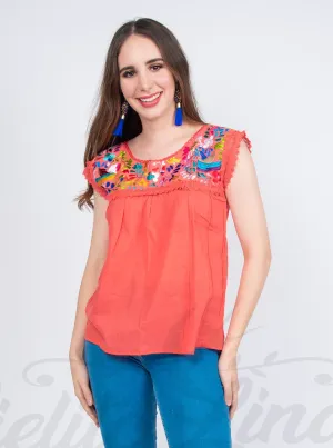 Yaritza Mexican Blouse Coral