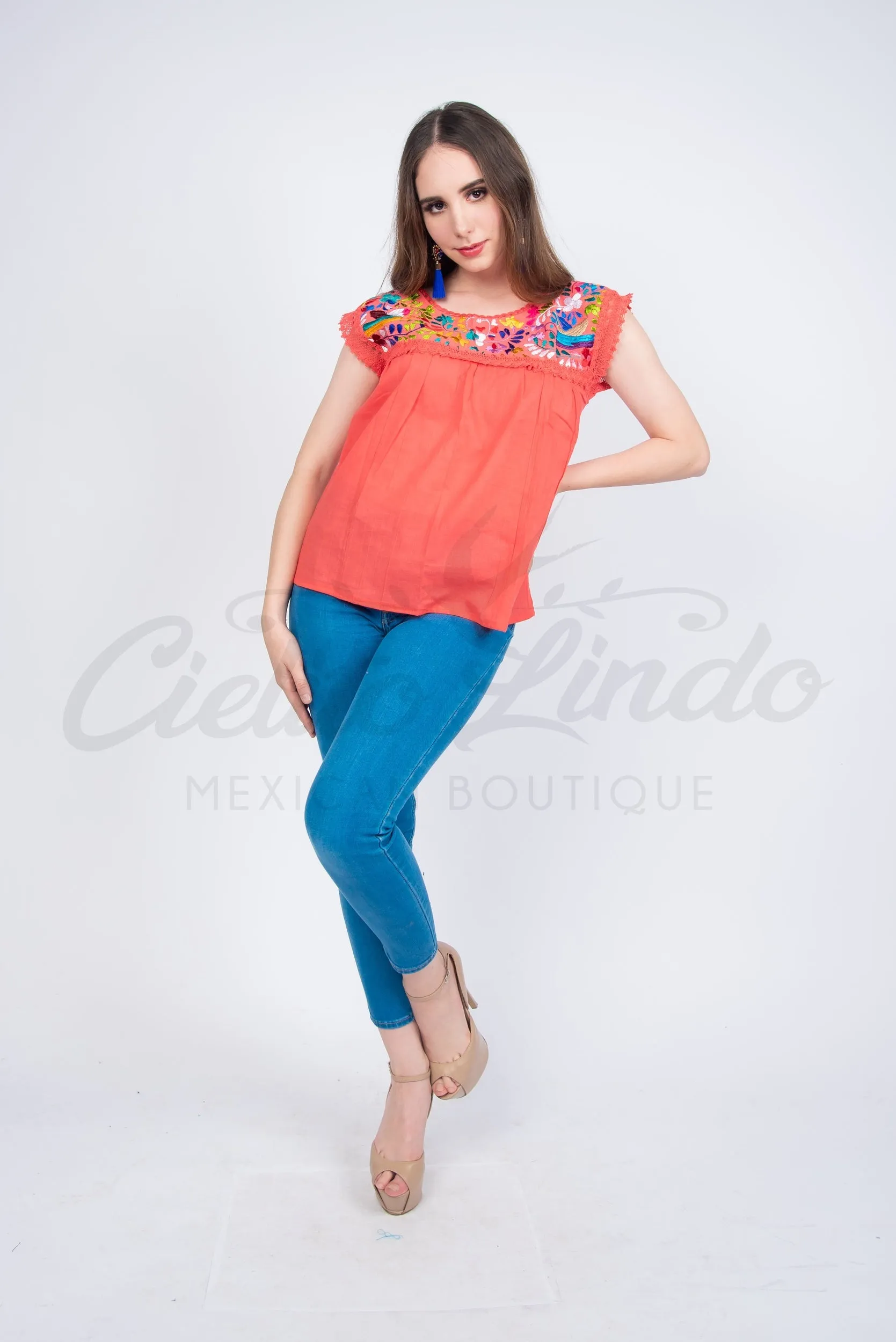 Yaritza Mexican Blouse Coral