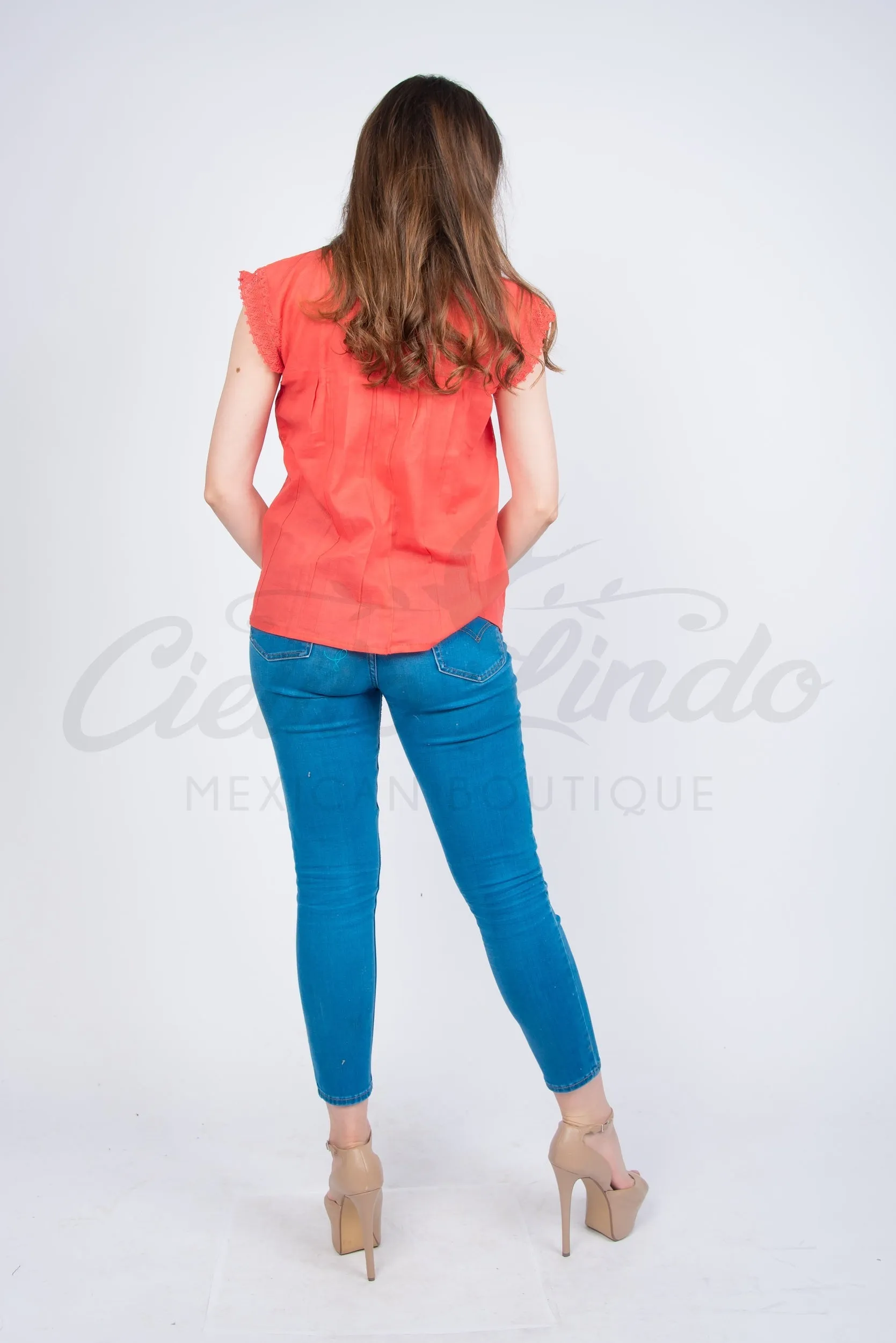 Yaritza Mexican Blouse Coral