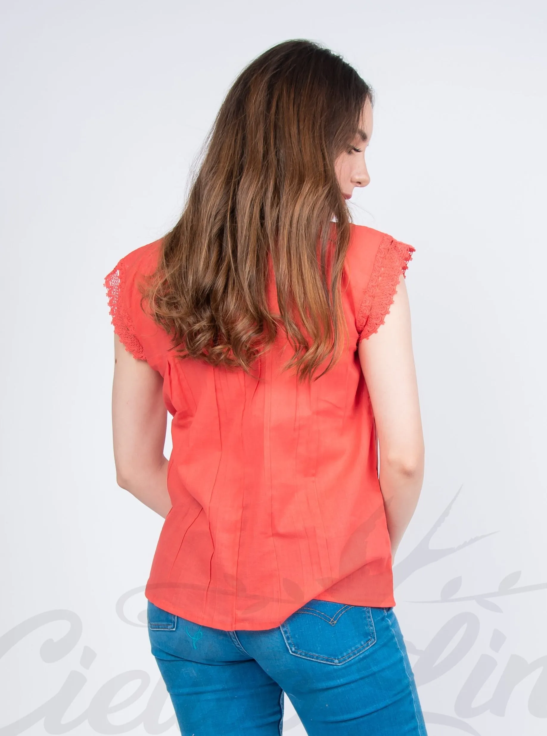 Yaritza Mexican Blouse Coral