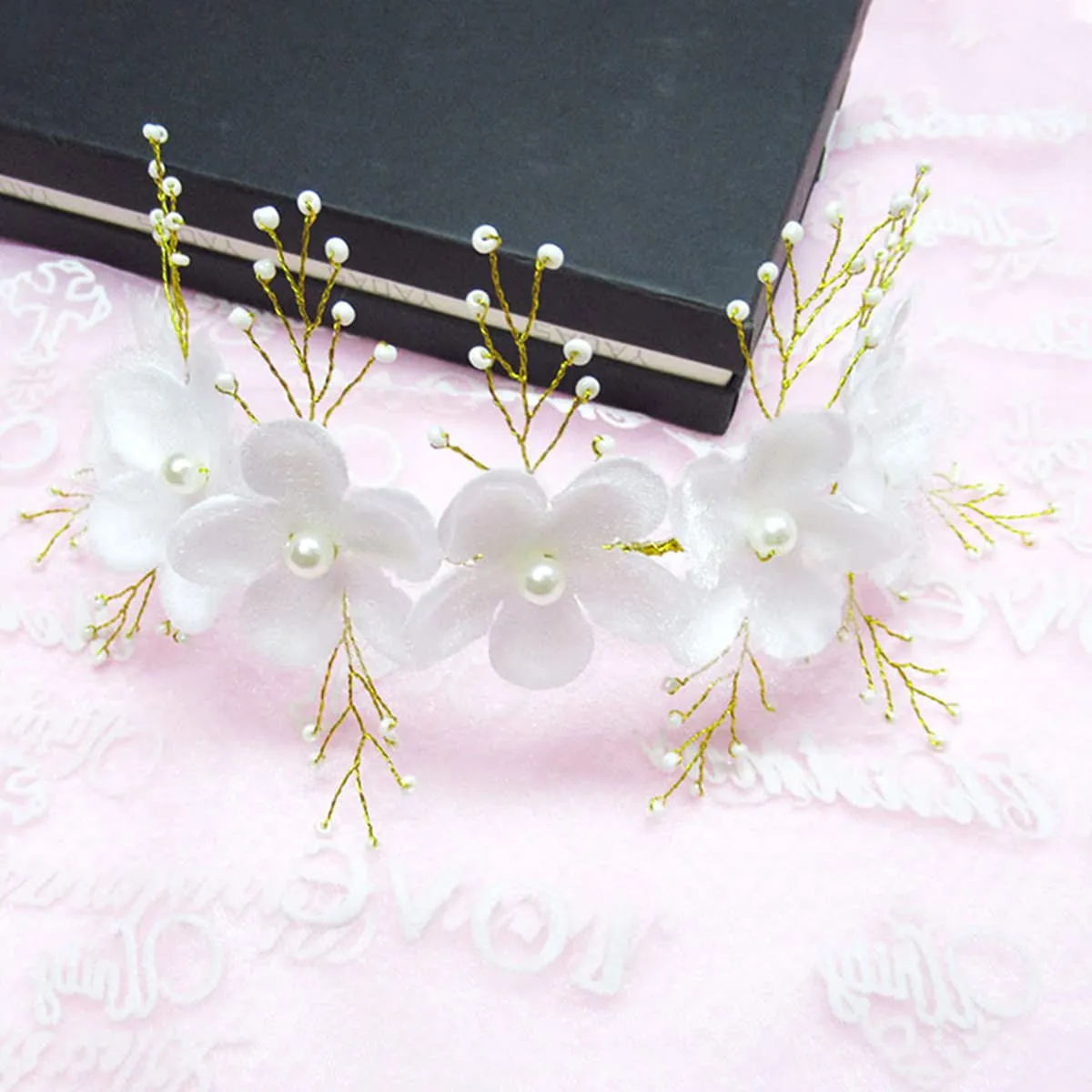 Yellow Chimes Hair Vines For Women Pearl Bead Flower Headwear Women's Hair Bridal Wedding Handmade Ribbon headband For Women and Girls