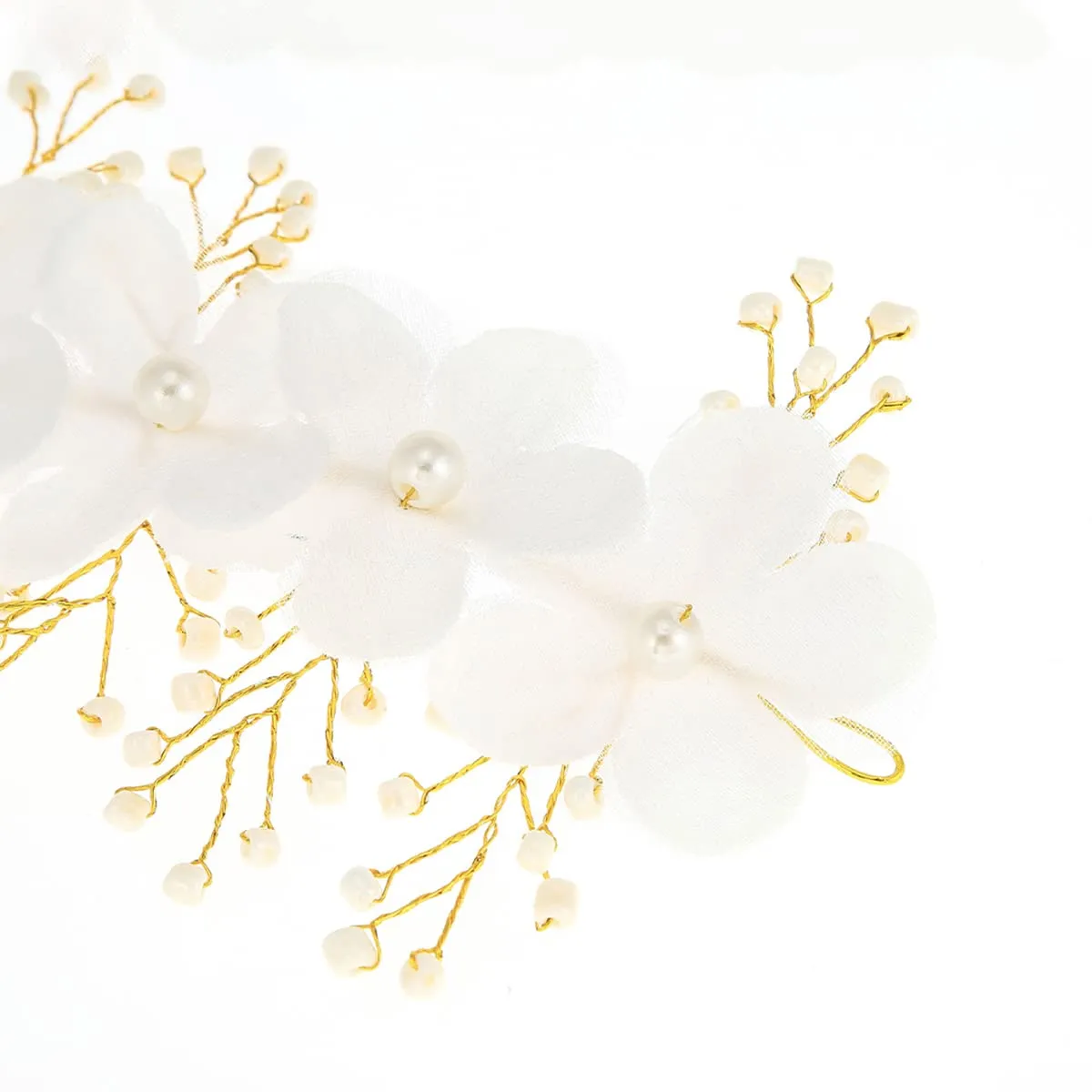 Yellow Chimes Hair Vines For Women Pearl Bead Flower Headwear Women's Hair Bridal Wedding Handmade Ribbon headband For Women and Girls