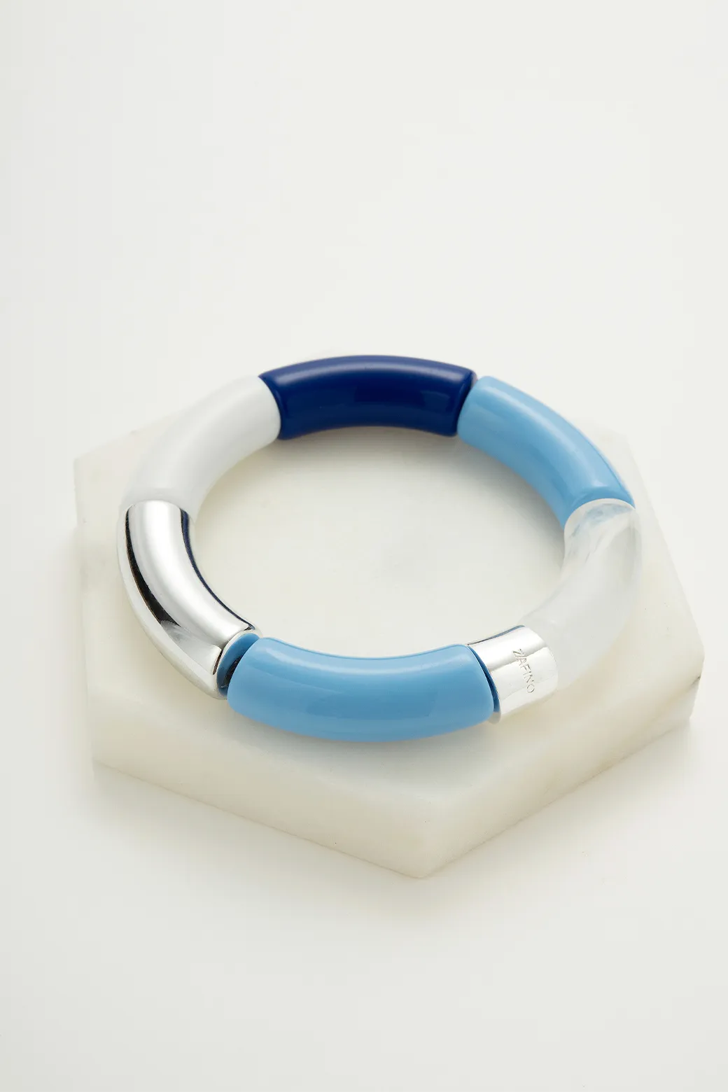 Zafino Tube Bangle Silver Blue